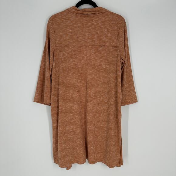 B Collection by Bobeau Ribbed 3/4 Sleeve Open Front Draped Womens Cardigan XS - Picture 6 of 10